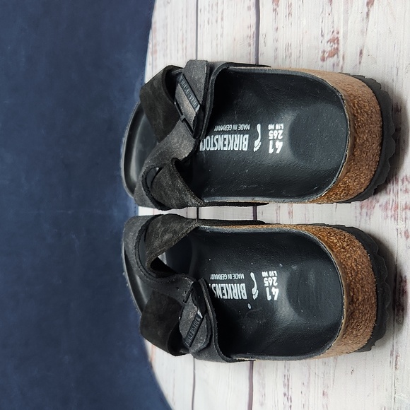 Birkenstock Siena Exquisite Suede Leather Sandals Black Metallic Women's Size 10 - Picture 6 of 8